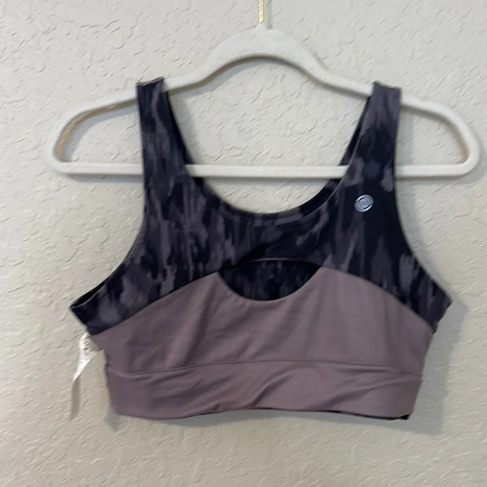 Max Studio Charcoal and Black Performance sports bra d